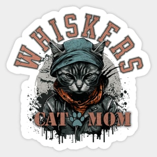 Grunge Cat Mom Sticker